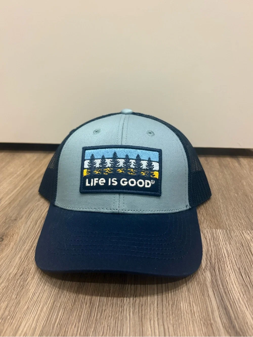 Life is Good Two-Tone Blue Trucker Hat